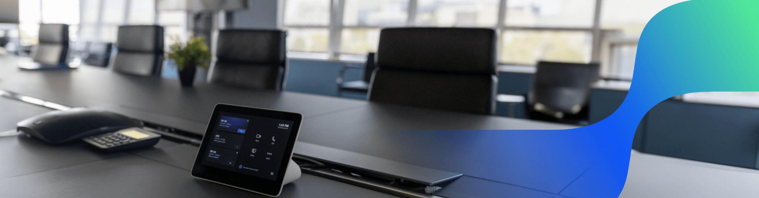 meeting table with phone